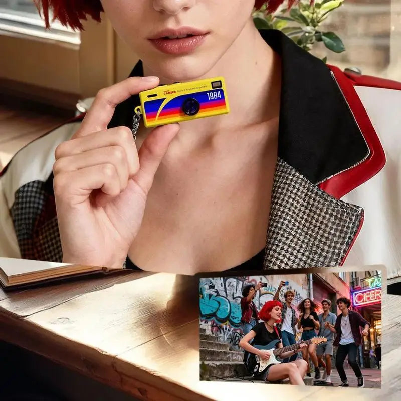 Thumb-sized Retro Camera Keychain; Portable Mini Action Recorder; LCD Screen Display; HD 1080P Video