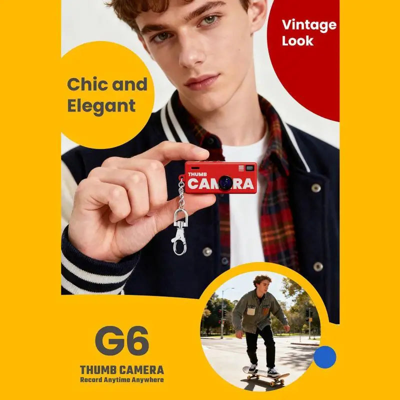 Thumb-sized Retro Camera Keychain; Portable Mini Action Recorder; LCD Screen Display; HD 1080P Video