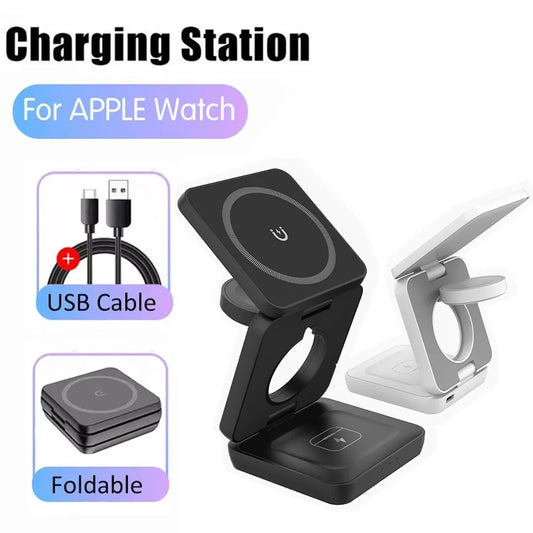 3 in 1 Wireless Charger Stand Magnetic Foldable Wireless Charging Station for iPhone 16 15 14 13 Pro Max Apple Watch 8 9 Charger