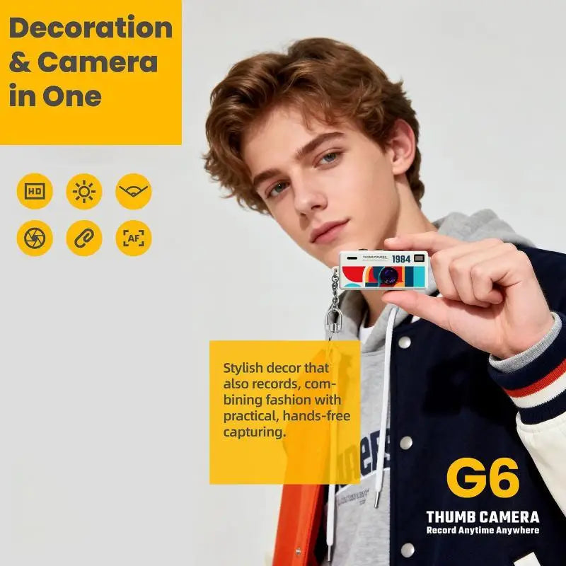 Thumb-sized Retro Camera Keychain; Portable Mini Action Recorder; LCD Screen Display; HD 1080P Video