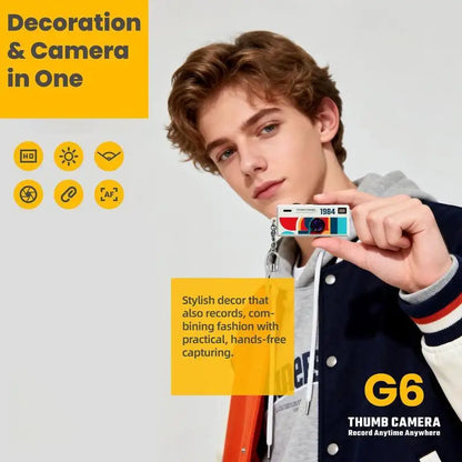 Thumb-sized Retro Camera Keychain; Portable Mini Action Recorder; LCD Screen Display; HD 1080P Video